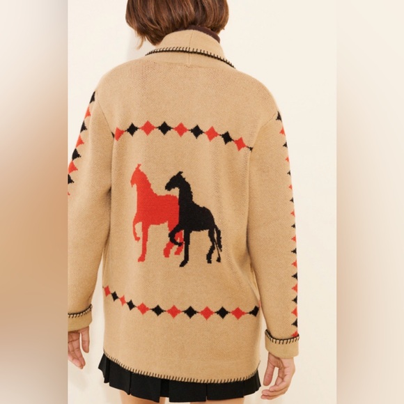 Anthropologie Sweaters - Anthropologie Tan Cardigan with Horse Design